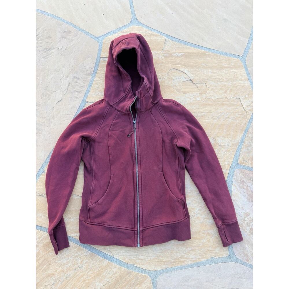 Lululemon Scuba Hoodie Light Womens 10 Red Full Zip Sweatshirt W4AWMS CL